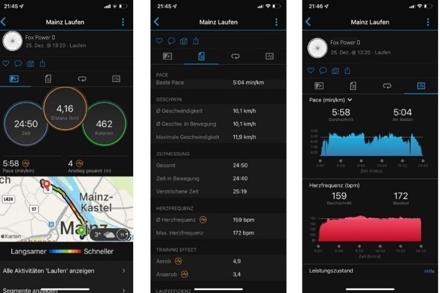 Man sieht die Datenauswertung in der App.